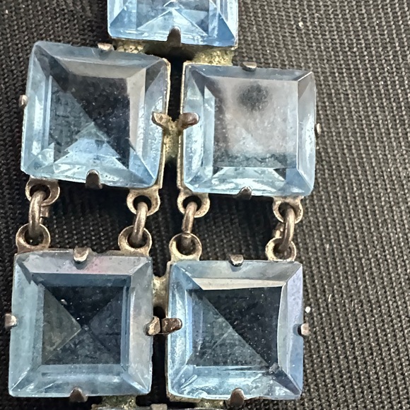 Vintage Sterling Link Bracelet w blue Topaz Gemstones - Picture 4 of 7